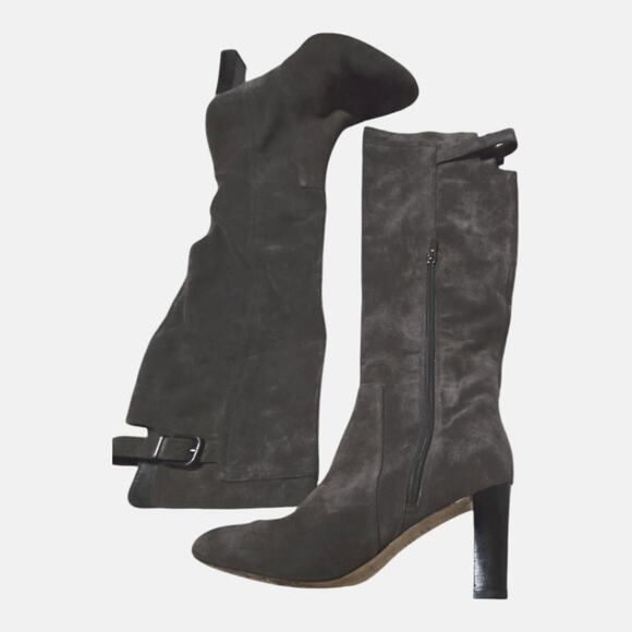 Via Spiga PArca GREY SUEDE KNEE HIGH HEELED BOOTS SIZE 6.5 - Picture 5 of 13